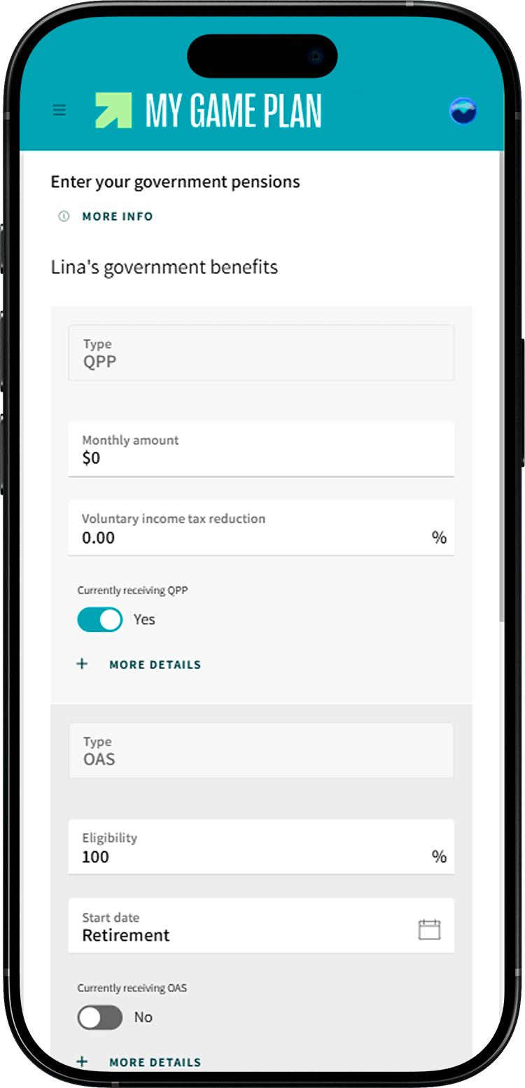 Screen of My Game Plan where the toggle “Currently receiving QPP“ is turned on and highlighted.