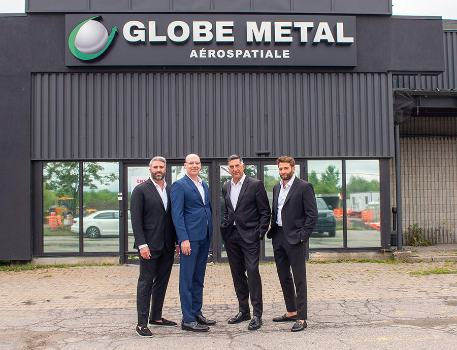 De gauche à droite : Brad Solomon, Jonathan Schacter, Jeff Solomon et Greg Solomon, propriétaires de Globe Metal