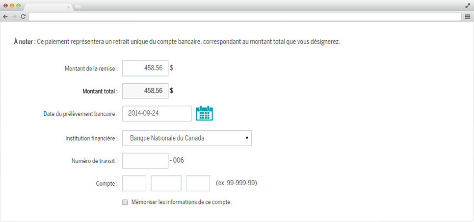 Tableau remise paiement en ligne
