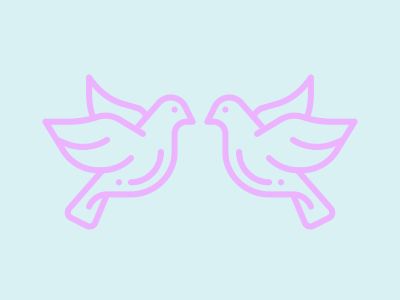 Icon representing two love birds