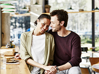 Couple in a cafe.